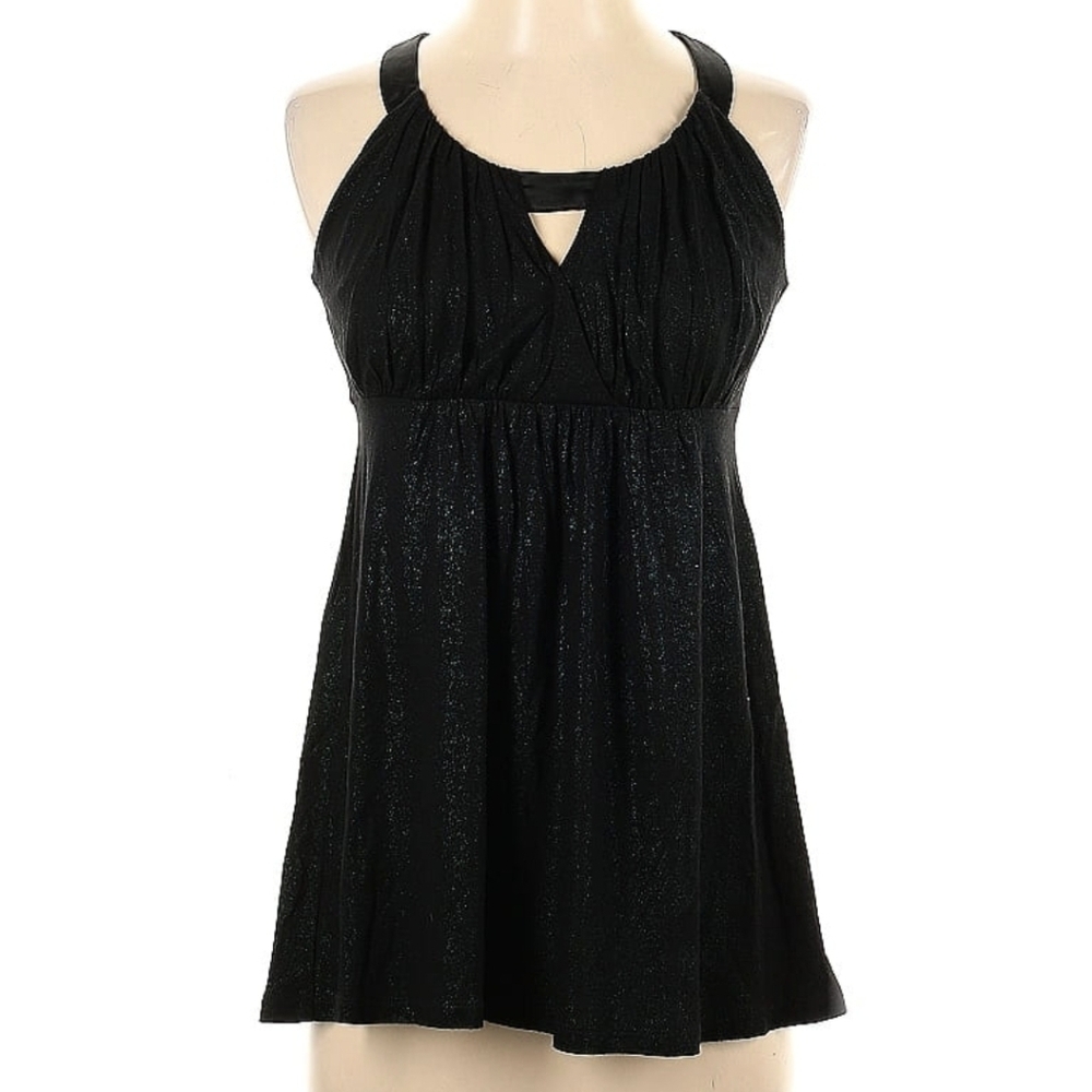 Black Sleeveless Top Green Shimmer